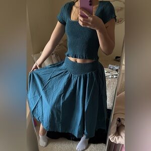 Free People Teal Skirt Set